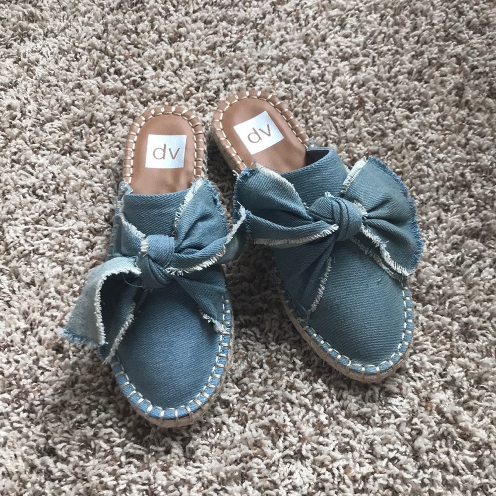 Denim Espadrille Slides